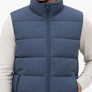 Wholesale Slate Blue Puffer Vest Men Stand Collar Winter Warm Sleeveless <b>Padded</b> Quilted Jacket - Product Image 2