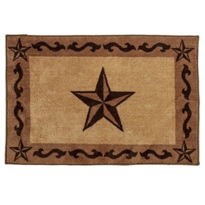 Alfombra de Baño Rectangular de Algodón con Diseño de Estrellas, Base de Goma Antideslizante, Color Marrón y Beige, Diseño Tufted - Product Image 2