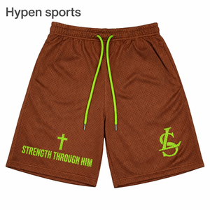 Custom Jogger Mesh Sports Breathable Knitted Polyester Shorts Trendy Basketball Casual Elastic Men Double <b>Layer</b> Mesh Shorts - Product Image 2