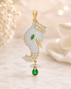 Gold Elephant 925 Sterling Silver Gold Plated <b>Pendant</b> Necklace Marquise Green Stone Micro Diamond Jewelry Gift for Women - Product Image 3