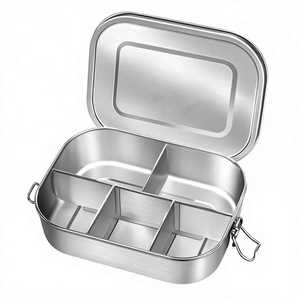 Lonchera de Acero Inoxidable con Compartimentos, Bento Metálica Hermética, Contenedor de Alimentos para Niños Escolares - Product Image 1