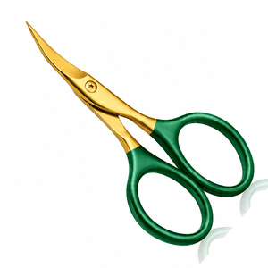 Ciseaux à cuticules durables à manche vert avec étui en PU, pointe fine, acier inoxydable, outil de manucure pour technicien professionnel des ongles, OEM - Product Image 5