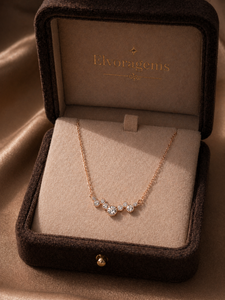 Collier Pendentif Diamant Plaqué Or Rose 18K, Chaîne Serpent Minimaliste, Coupe Brillante, Sertissage Griffe, Fleur, pour Femme, Usage Quotidien - Product Image 6