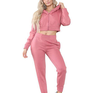 Sweat-shirt à capuche court rose pour femme, coupe slim décontractée, en molleton doux et respirant, idéal pour le quotidien, haut tendance - Product Image 2