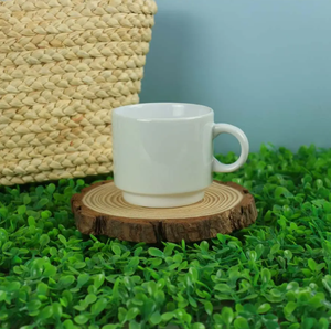 Tasses à café en céramique 10 oz Finition brillante Couleur blanche Design classique - Product Image 6