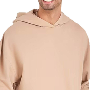Men Hoodie with Soft Lining <b>Thick</b> <b>Fleece</b> Fabric 100% Cotton Pullover Drop Shoulder Regular Fit Plain Design Quick Dry Breathable - Product Image 4