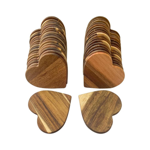 Juego de Posavasos de Madera Hechos a Mano con Forma de Corazón y Soporte de Metal, Posavasos Románticos para Bebidas, Decoración de Mesa para el Hogar, Artículo Artesanal Único - Product Image 2