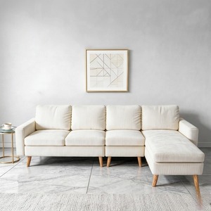 Sofá Seccional en Forma de L Tapizado en Corduroy Tradicional, Relleno de Espuma, Ecológico, Ideal para Espacios Pequeños, Sala de Estar - Product Image 6