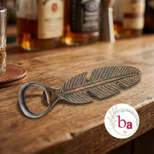 Abridor de Botellas de Madera y Latón con Diseño de Pluma, Vintage, Ecológico y de Lujo, para Cerveza, Accesorio de Bar, Reutilizable - Product Image 1
