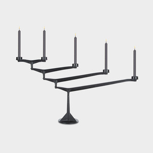 Elegant Matte <b>Black</b> 5 Arm Metal <b>Candelabra</b> With Powder Coating Finish Modern Industrial Design For Luxury Home Decor & Events - Product Image 2