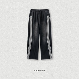 Custom Streetwear <b>Jogger</b> Sweatpants Cotton Baggy <b>Stacked</b> Sweat Straight Wide Leg Bottom Men Flare Pants - Product Image 5