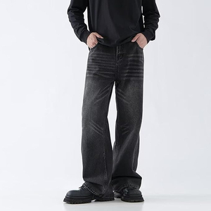 Jeans à jambes larges pour hommes, style streetwear, pantalon en denim ample, vintage, décontracté, vêtements de mode - Product Image 4
