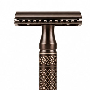 Rasoir de sécurité jetable à double lame SHEARS BEAUTY avec manche en bronze à motif décoratif pour le rasage du visage masculin et l'utilisation en salon de coiffure - Product Image 5