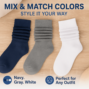 Paquete de 3 Pares de Calcetines Largos Hasta la Rodilla en Gris Marino y Blanco, Mezcla de Algodón, Comodidad Durante Todo el Día para Mujer - Product Image 2