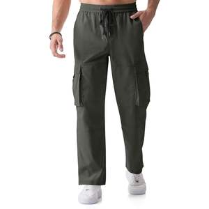 2025 hommes décontracté Cargo pantalon léger imperméable Stretch taille élastique cordon coupe ample pantalon tactique - Product Image 2