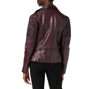 Women Genuine Leather Biker <b>Jacket</b> Ladies Black Slim Fit <b>Zip</b>-<b>Up</b> Customized Embroidery Logo Factory Rate Wholesale OEM - Product Image 6