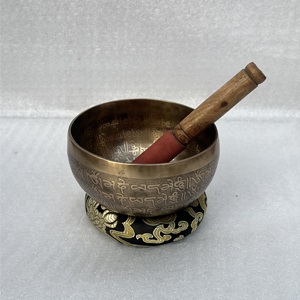 Antique <b>Tibetan</b> <b>Singing</b> <b>Bowl</b> Handmade Brass with Excellent Resonance for Sound Therapy Silk Screen and Offset Printing - Product Image 1