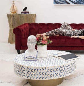 Consola de incrustaciones de hueso Artisan Aura Bone Inlay & Mother of Pearl Accent Coffee Table de India, venta al por mayor de muebles de mesa de centro - Product Image 2