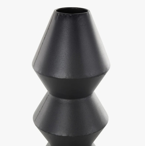 Vase en métal géométrique noir mat, Art déco, objet d'art sculptural, récipient de table, fait main, écologique, décoration de luxe pour la maison - Product Image 2