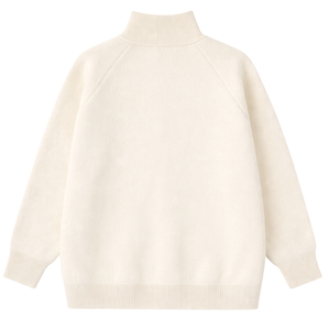 Cardigan en tricot crème pour homme VIBE SEWN, fermeture éclair intégrale, col roulé, manches régulières, couleur unie, vêtement d'hiver anti-boulochage - Product Image 2