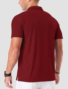 Polo en piqué à manches courtes pour homme, couleur bordeaux, décontracté, tricoté, coupe classique - Product Image 3