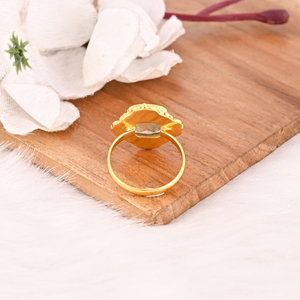 Anillo de Latón con Piedras Preciosas Hechas a Mano y Cristal Aqua Crackle Chapado en Oro para Mujer - Product Image 5