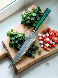 Couteaux de cuisine de chef japonais de luxe faits à la main en cuivre Damas, lame de 8 pouces, ambidextres, multi-usages, en résine, vente en gros - Product Image 5