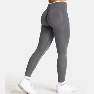 Leggings de Yoga Rojos de Cintura Alta, Diseño Sólido, Largo hasta el Tobillo, Sin Costuras, Elásticos en Cuatro Direcciones, Ecológicos, con Diseño Fruncido en los Glúteos, Pantalones Deportivos para Mujer - Product Image 2