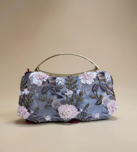 Boho Printed Embroidered Half Moon Pearl Clutch Bag Handmade Beaded Fashion Casual Purse <b>for</b> Festival Travel - Product Image 3