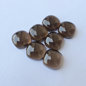 Natural Smoky Quartz Cabochon Square <b>Cushion</b> Shape Calibrated Loose Gemstone Custom Sizes Available - Product Image 6