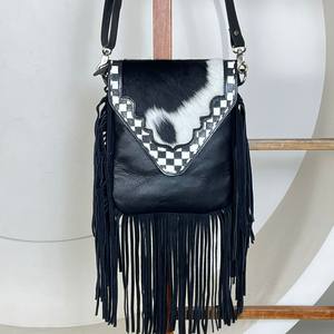 Sac bandoulière en cuir à carreaux fait main et en stock, grand sac à bandoulière en cuir de vache véritable, sac messager pour femme - Product Image 4