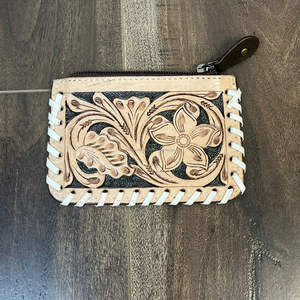 Nouveau véritable fabriqué à la main en cuir de fourrure marron usiné porte-monnaie cheveux sur cuir petit Rectangle forme pièce carte étuis à fermeture éclair - Product Image 4