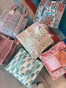 High Demand Assorted Patchwork Floral Cotton Kantha Quilted Storage Tote <b>Bag</b> Women Shoulder Travel Carrying Handbag Striped Stra - Product Image 1