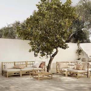 Natural Bamboo Outdoor Sofa <b>Set</b> Garden Patio Furniture with Cushions Coffee Table Eco Friendly Wholesale Supplier - Product Image 6