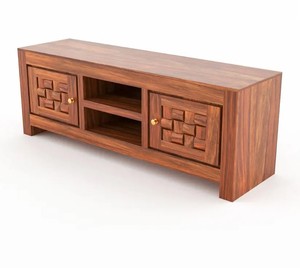 Mueble de TV Moderno y Grande con Puertas Talladas a Mano y Estante Abierto |    Muebles de Entretenimiento Contemporáneos con Almacenamiento - Product Image 4