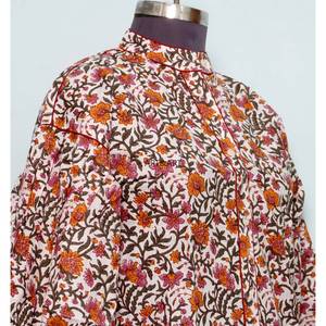 Blusa de Algodón de Manga Corta con Estampado Floral Dulce y Casual para Mujer, con Cierre de Botones, Top Ecológico de Verano - Product Image 5