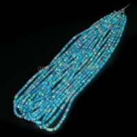 Perles Rondelles d'Opale Bleu Ciel Naturel 3-5mm, Fil de 16 Pouces, Perles de Pierre Précieuse en Vrac à Feu Bleu pour la Fabrication de Bijoux, Vente en Gros