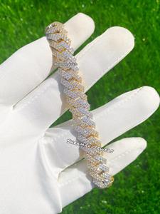 Men's 8-Inch Hip Hop Bracelet Miami 14mm Cuban Link VVS Diamond Prong Cuban Chain Sterling <b>Silver</b> Jewelry gifts for men - Product Image 4