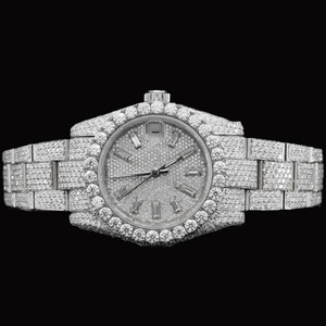 Nuevo Reloj de Pulsera de Dos Tonos con Esfera Redonda y Diamantes de Moissanita, el Más Popular y Mejor Valorado, en Plata de Ley 925, Joyería Elegante para Hombre - Product Image 2