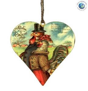 Heart Shaped <b>Easter</b> <b>Ornament</b> With Rooster And Woman Rooster Heart Shape Hanging <b>Ornament</b> by Linea exports Inc - Product Image 4