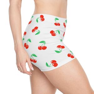 Shorts de Mujer con Estampado de Cerezas, Cintura Media, Cierre Elástico, Estilo Casual, Tejido de Algodón Transpirable, Corte Regular - Product Image 4