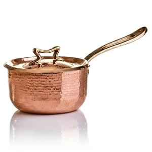 Cacerola de Cobre Martillado de Lujo con Tapa, Asa de Latón Sólido, Olla de Cobre Hecha a Mano, Utensilios de Cocina Premium OEM ODM - Product Image 1