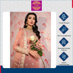 Hot Sale Fancy Modern Designer Heavy Faux Georgette Ready Wear Full <b>Sleeve</b> Women Kurti Top Sharara Set Wedding Traditional High - Product Image 4