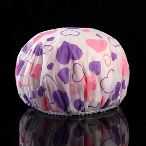 Cute Cherry / Heart Print Shower Cap Adjustable Bath Hat with Elastic Band Bathroom Supplies - Product Image 5
