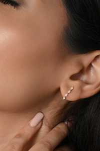 Pendientes de Oreja con Diamantes Cultivados en Laboratorio, Corte Marquesa, Diseño Minimalista Moderno, Oro Sólido de 14K, Venta al Por Mayor - Product Image 4