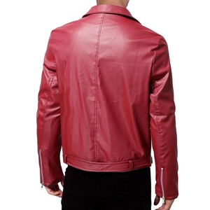 OEM Custom Design Coated Spring Solid Color Casual Stand Collar Zipper Front Vintage Motorcycle <b>Leather</b> <b>Jackets</b> for <b>Men</b> - Product Image 5