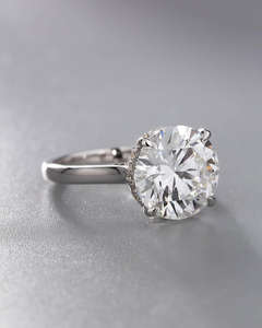 Bague de mariage/fiançailles vintage en or blanc 14 carats avec zircon cultivé en laboratoire IGI, unisexe, en or blanc fin, idéale pour les anniversaires et les fêtes, sertie à griffes - Product Image 2