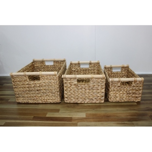 Trending Natural Water Hyacinth Rectangle Storage <b>Baskets</b> With Handles Rustic Multi Purpose Neatening Organizers - Product Image 5