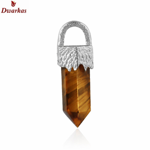 Venta al por mayor de fábrica, colgante de lápiz con piedra ojo de tigre en plata de ley 925, diseño clásico y elegante, personalizado para collar. - Product Image 1