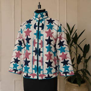 Premium 100% Cotton Suzani <b>Jacket</b> for Women Handmade Colorful <b>Star</b> Embroidery Bohemian Designer Coat Wholesale Supplier - Product Image 3